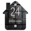 Zwarte houtblokken - Klassiek Naambord Huisje klein -3d