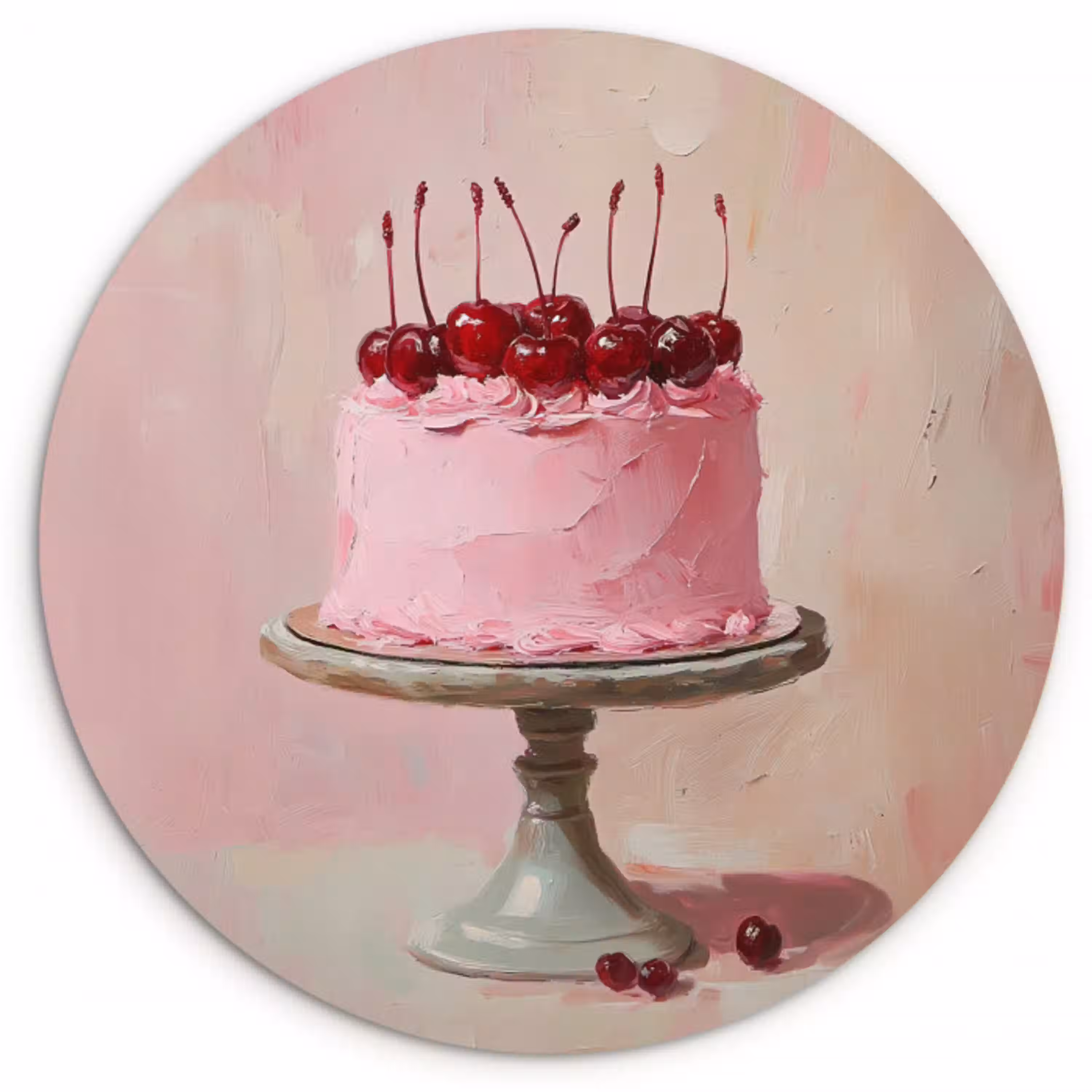 Taart - Pink - Cherry Wandcirkel plexiglas klein -3d