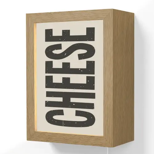 Kaas - Decoratie - Beige - Cheese Light Box met kabel (Wandlamp) klein -3d