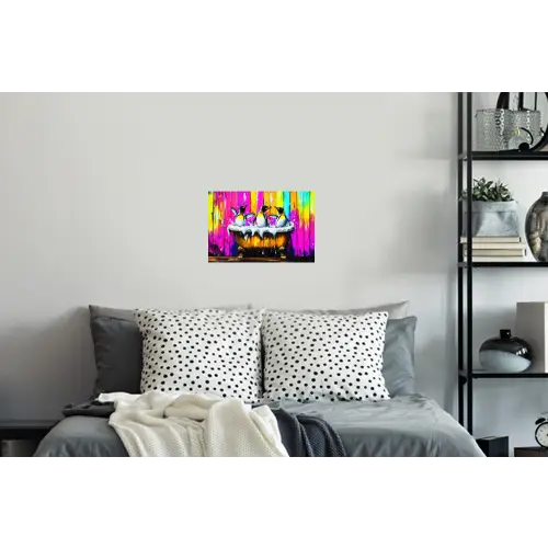 Pinguïns - Badkuip - Kleurrijk - Schuim Muursticker klein -slaapkamer