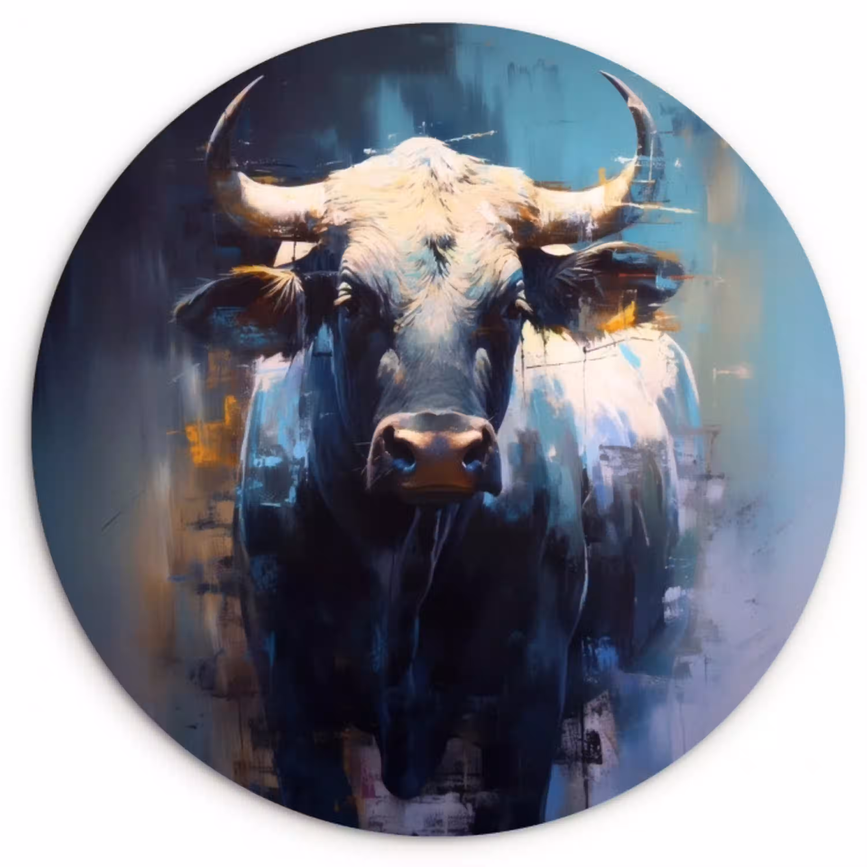 Stier - Zwart - Abstract - Horens Wandcirkel plexiglas klein -3d
