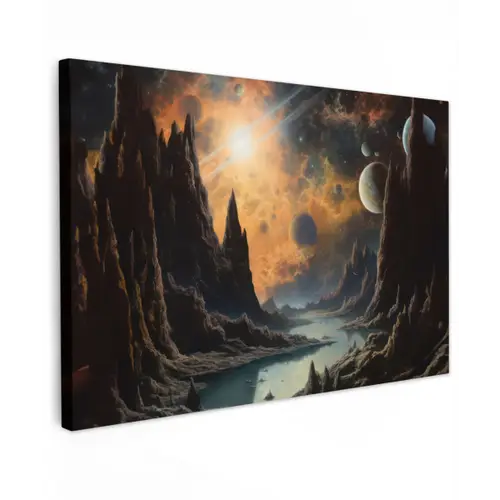 Gebergte - Rafijn - Rivier - Planeten canvas 2cm klein -z3d