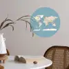 Wereldkaart - Oceaan - Realistisch - Blauw Wandcirkel behangsticker klein -sfeer3