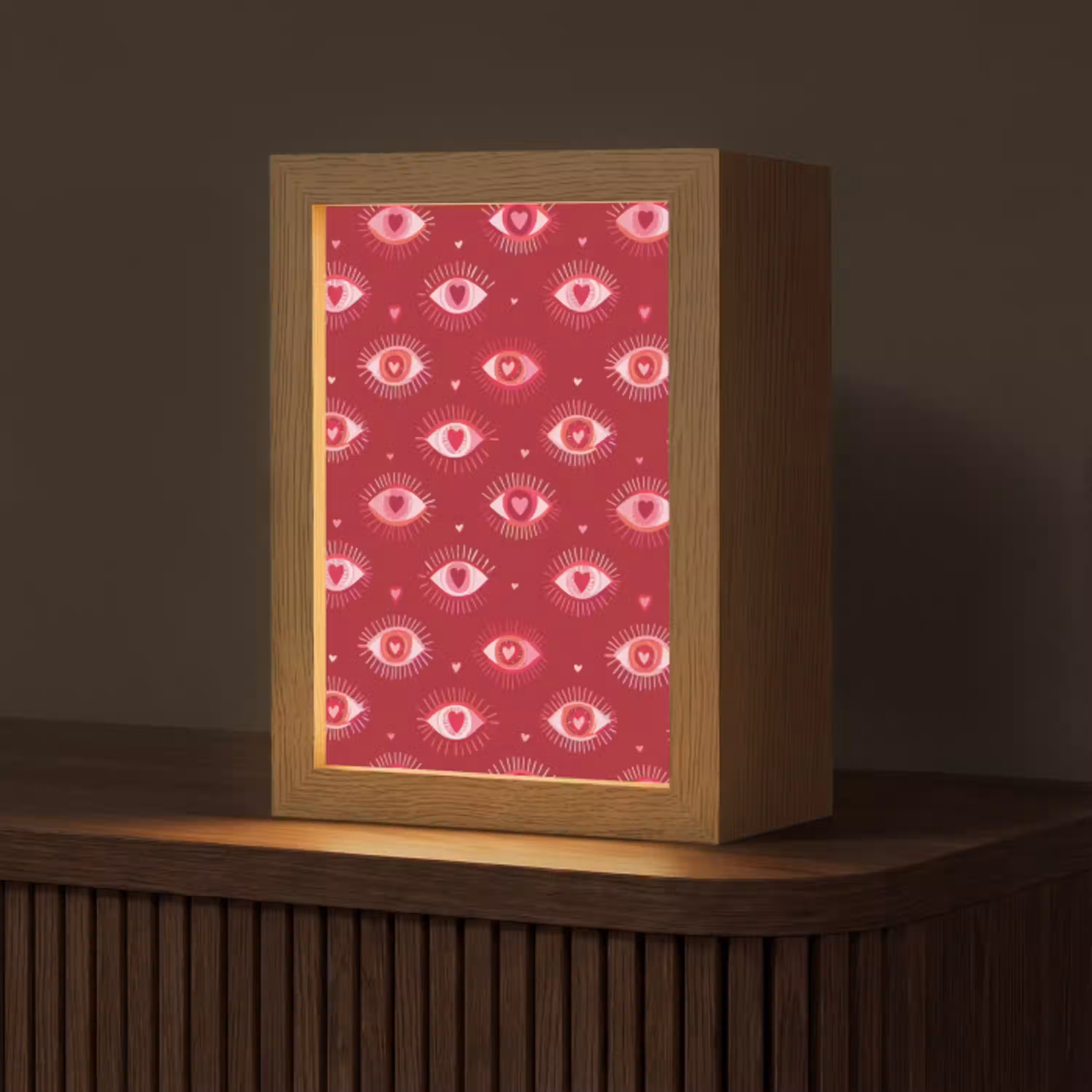 Ogen - Patroon - Roze - Donkerrood Light Box met kabel (Tafellamp) klein 925 -z3d_website
