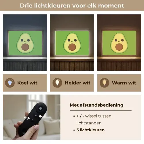 Avocado - Groen - Speels Light Box met batterij (Wandlamp kind) middel -USP_lichtkleurNL