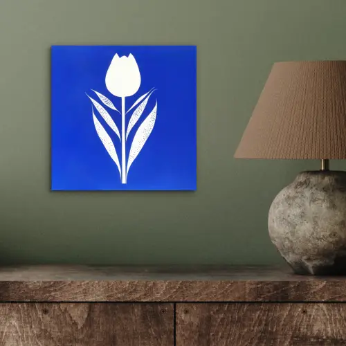 Tulp - Minimalistisch - Bladeren - Wit aluminium wit klein -sfeer2