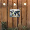 Wereldkaart - Blauw - Abstract tuinposter los doek klein -sfeer1