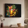 Olijfolie - Graffiti - Peper - Olijven - Modern Textielframe zwart klein -sfeer3