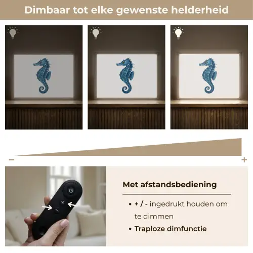 Zeepaardje - Staart - Blauw Light Box met batterij (Wandlamp) middel -USP_dimbaarNL