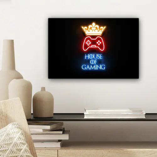 Gaming quotes - Neon - House of gaming - Kroon - Tekst canvas 2cm klein -sfeer6