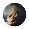 De storm op het meer van Galilea - Rembrandt van Rijn Wandcirkel kunststof plaat 5mm dik klein -3d