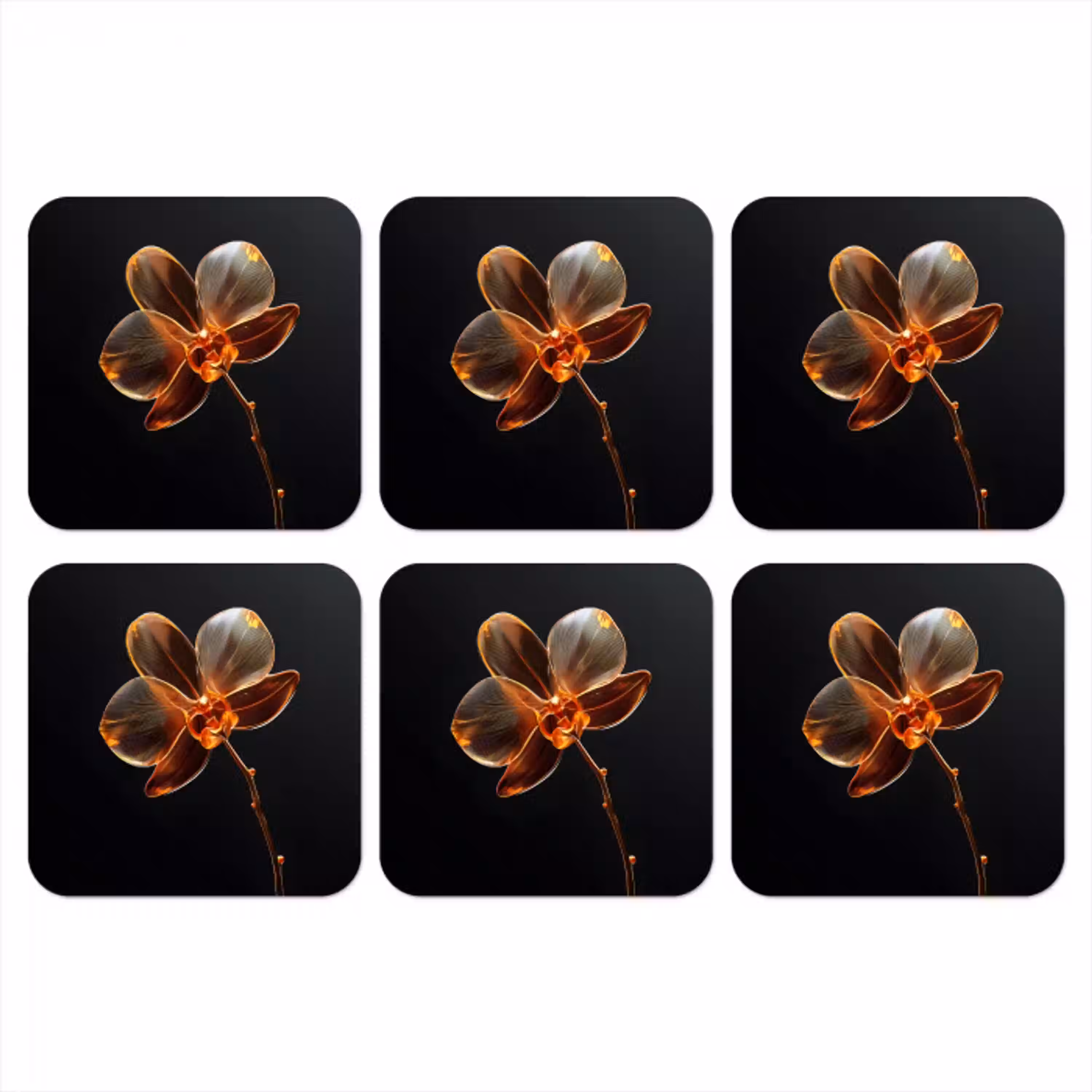 Orchidee - Doorzichtig - Bloem onderzetter kurk middel -3d