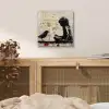 Street art - Meisje - Vogel - Graffiti - Banksy aluminium wit klein -sfeer3