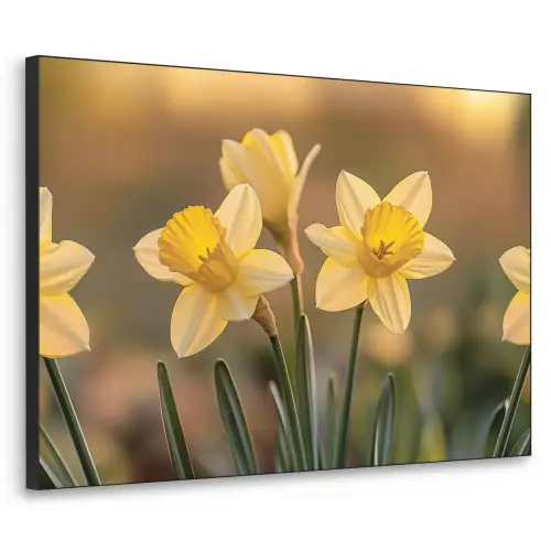 Bloemen - Geel - Wazig Textielframe - compleet frame klein -3d