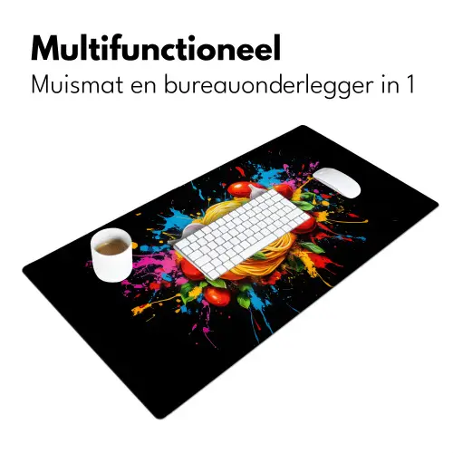 Spaghetti - Graffiti - Verf - Kleurrijk - Eten - Modern Muismat XXL klein -sfeer4