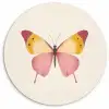 Vlinder - Illustratie - Roze Wandcirkel kunststof plaat 5mm dik klein -3d