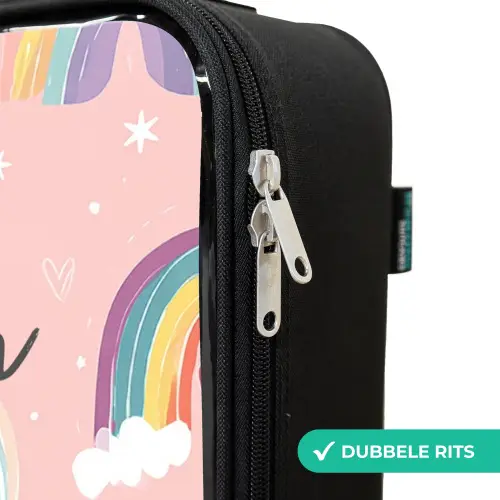 Regenbogen op een roze achtergrond Kinderkoffer - Zwart klein -rits_NL