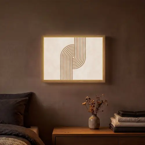 Symmetrische bocht - Koperkleurig Light Box met batterij (Wandlamp) middel -sfeer4