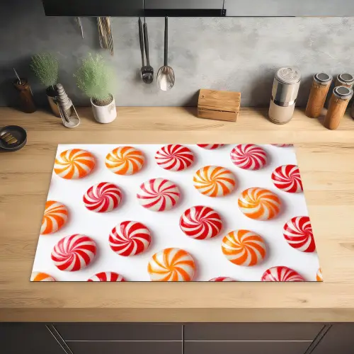 Snoep - Patroon - Rood - Oranje Inductie beschermer vinyl 3mm klein -sfeer5