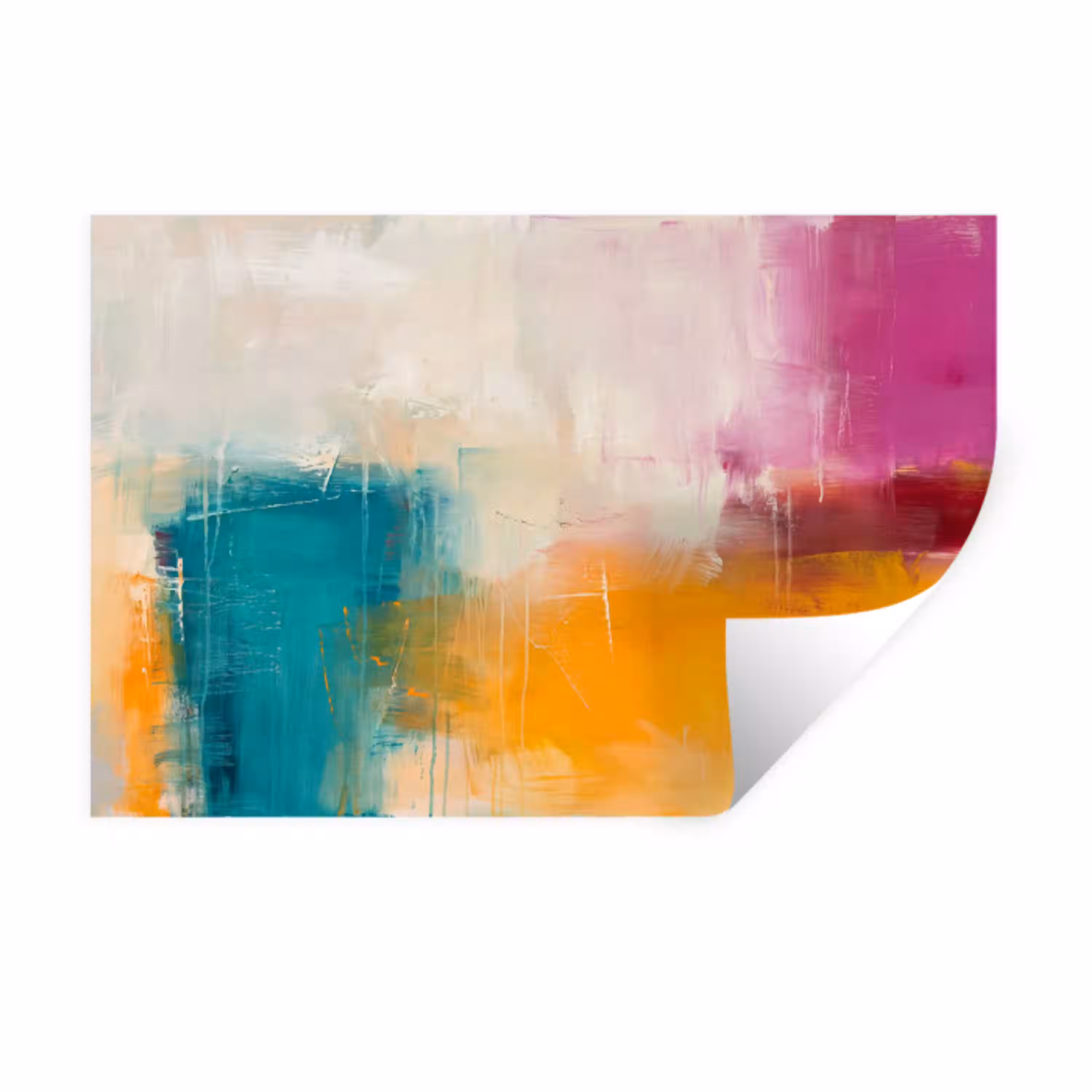 Abstract - Kleurrijk - Modern - Kunst - Oranje Muursticker klein -3d