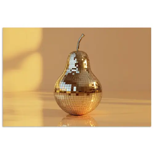 Goud - Disco - Glitter - Peer poster papier klein -3d