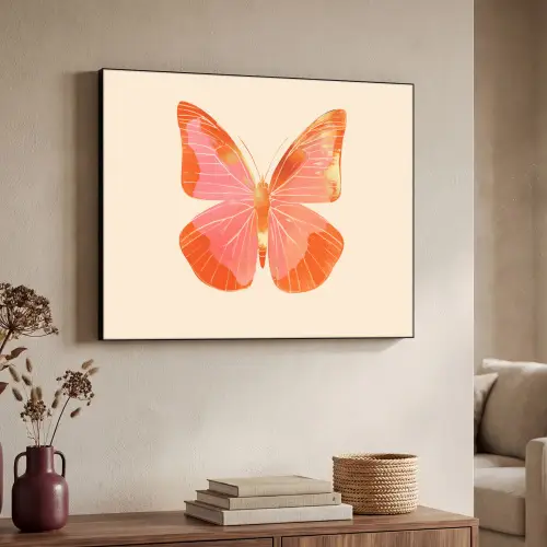Vlinder - Minimalistisch - Roze Textielframe zwart klein -sfeer3