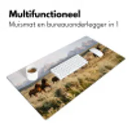 Paarden - Kudde - Bergen - Vrijheid - Wild Muismat XXL klein -sfeer4