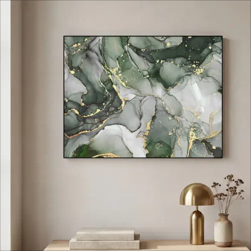 Luxe - Marmer - Groen Textielframe zwart klein -sfeer2