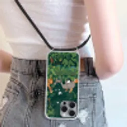 Tropisch - Jungle -  Groen Hoesje iPhone 16 Pro Max met koord klein -sfeer5