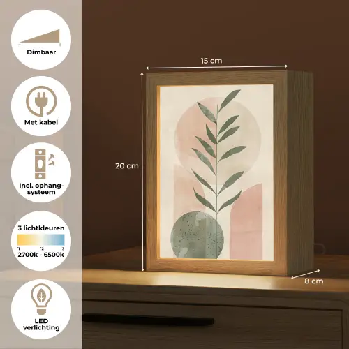 Modern - Roze - Groen - Natuur - Aesthetic Light Box met kabel (Tafellamp) klein -USP_NL
