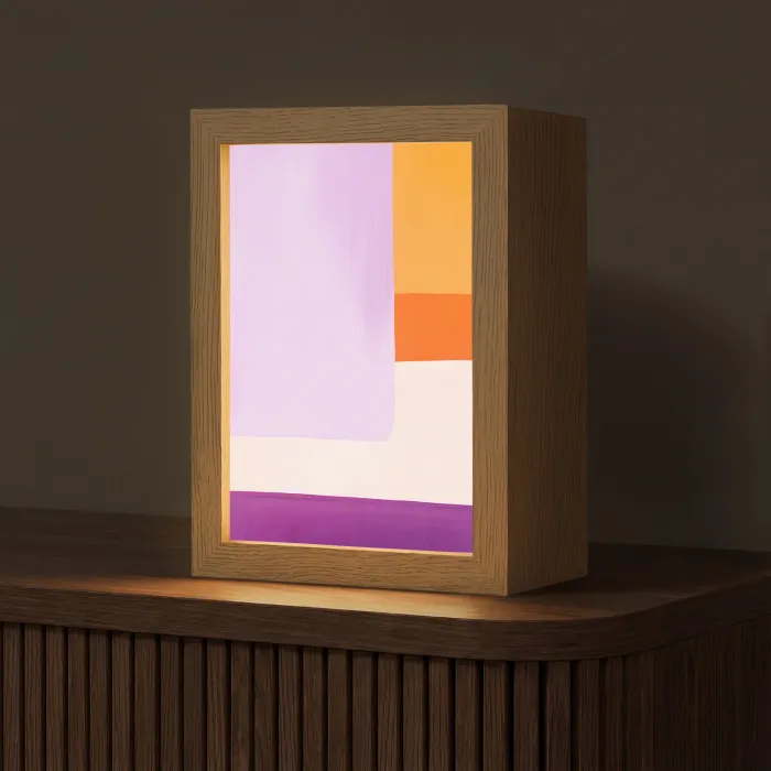 Vlakken - Abstract - Rechthoekig - Oranje Light Box met kabel (Tafellamp) klein -z3d_website