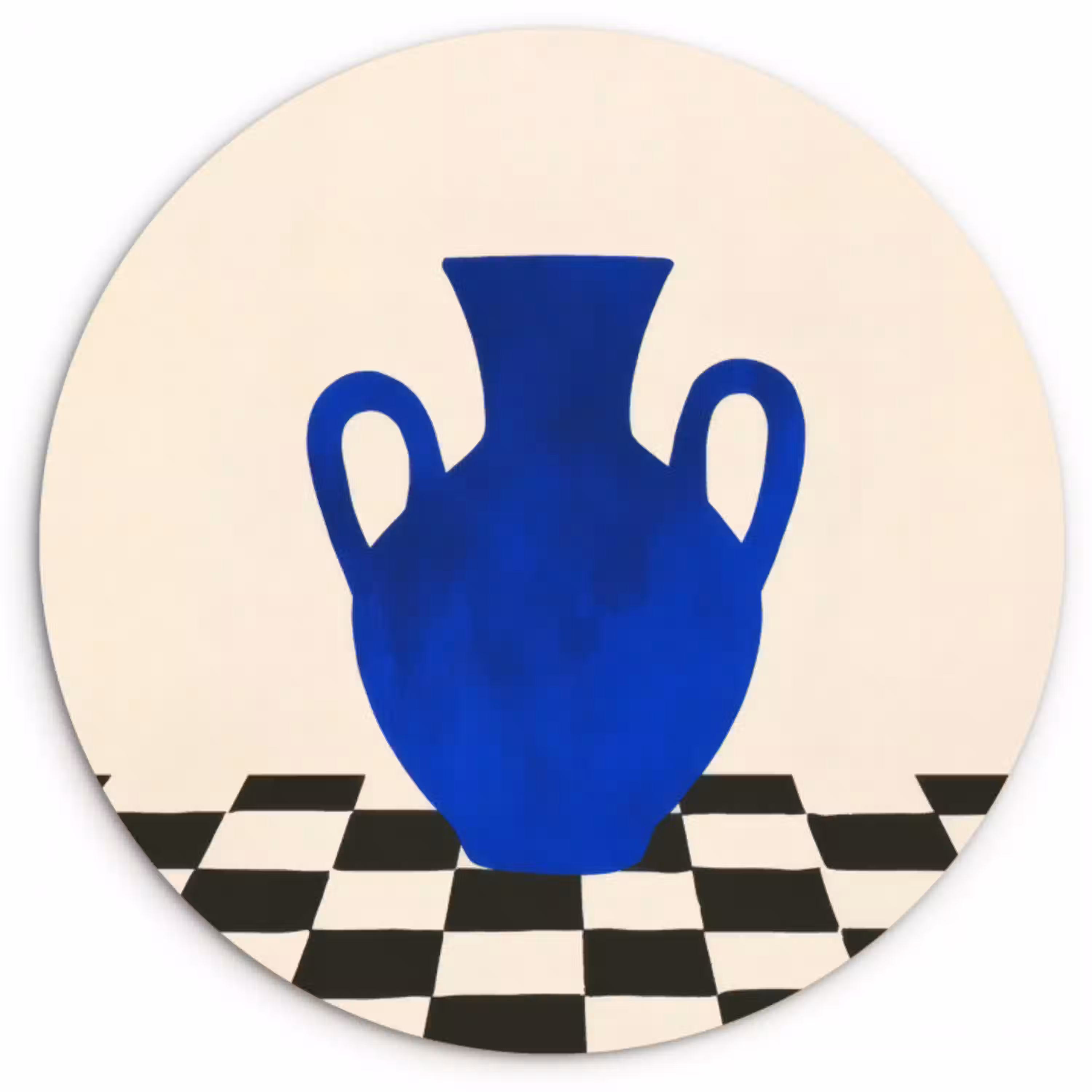 Vaas - Blauw - Geblokt - Modern Wandcirkel kunststof plaat 5mm dik klein -3d