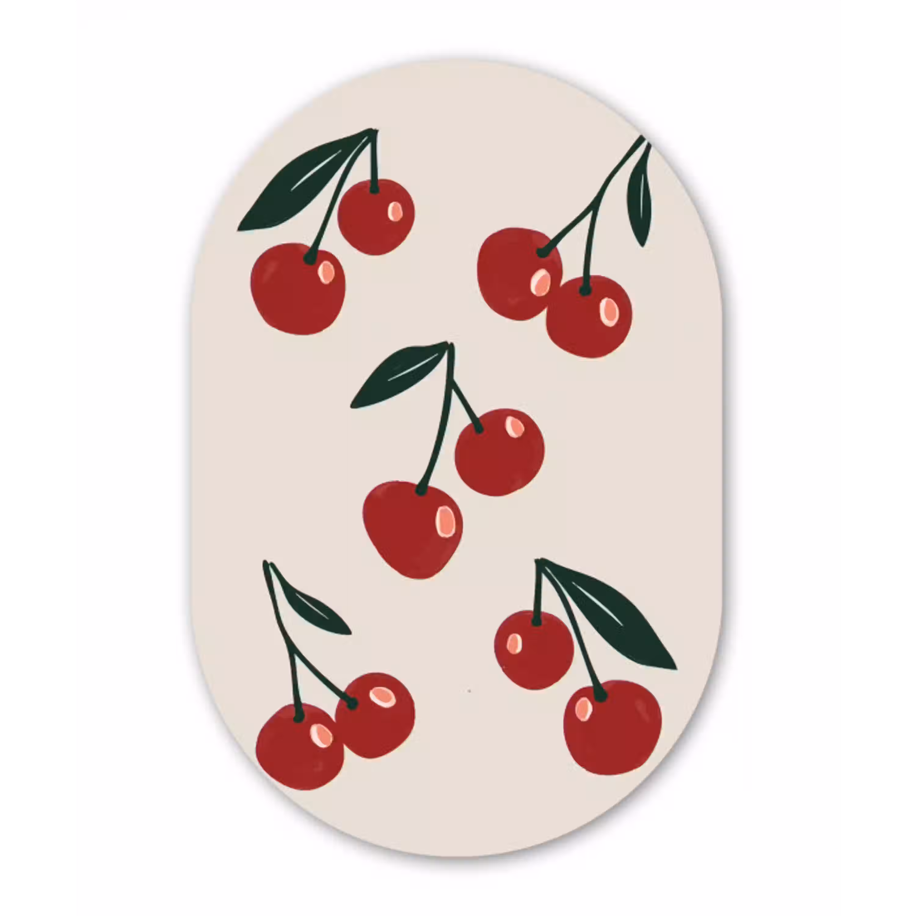 Kersen - Blaadjes - Rood Wandcirkel Ovaal Aluminium middel -3d