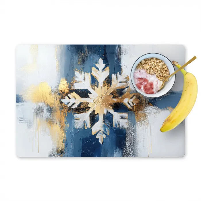 Abstract - Winter - Sneeuwvlok - Sneeuw - Goud Placemat vinyl groot -zzzproduct_Kitchenyeah-website