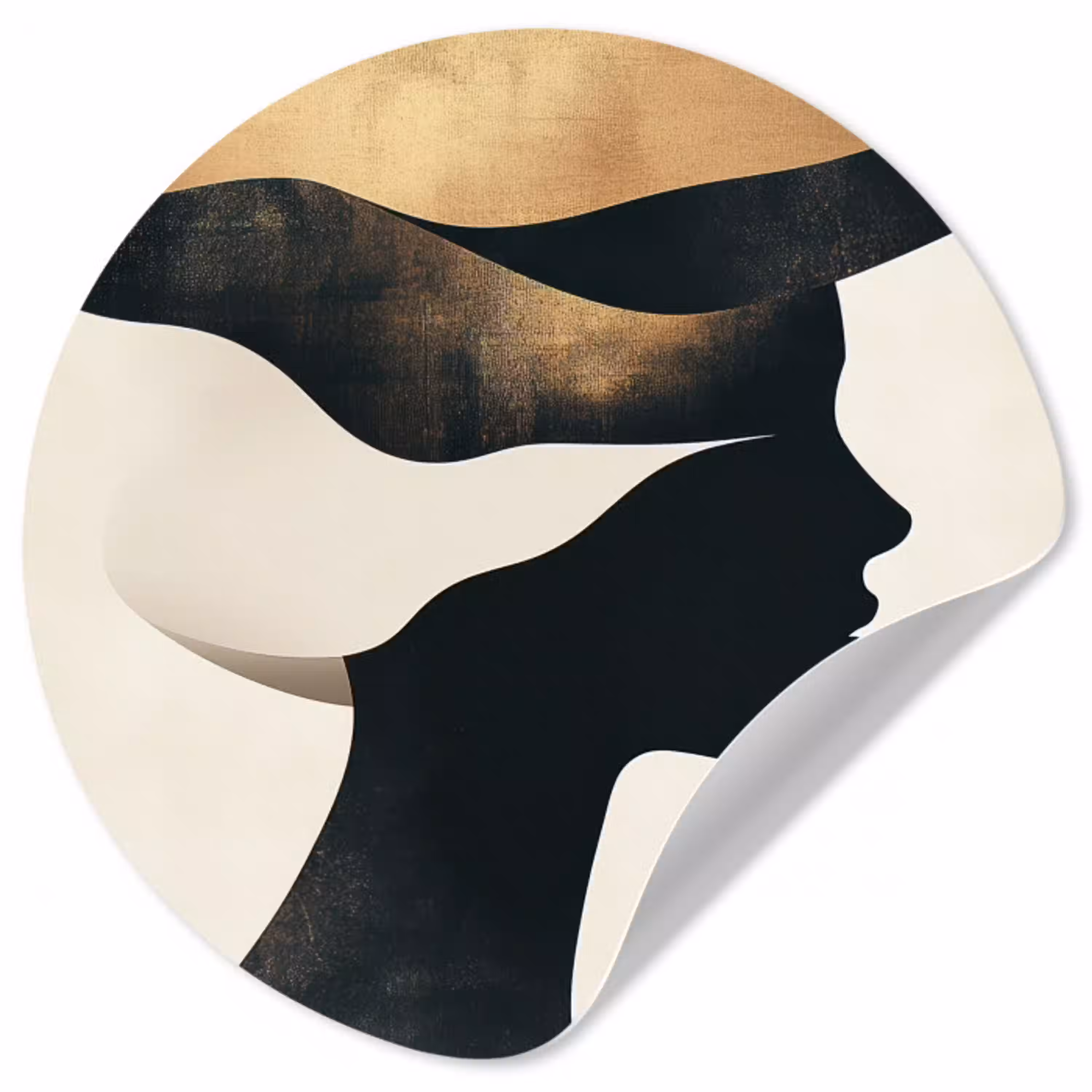 Vrouw - Golven - Zwart Wandcirkel behangsticker klein -3d
