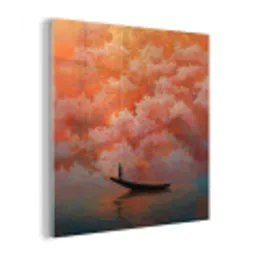 Zee - Boot - Wolken - Oranje plexiglas 5mm klein -z3d