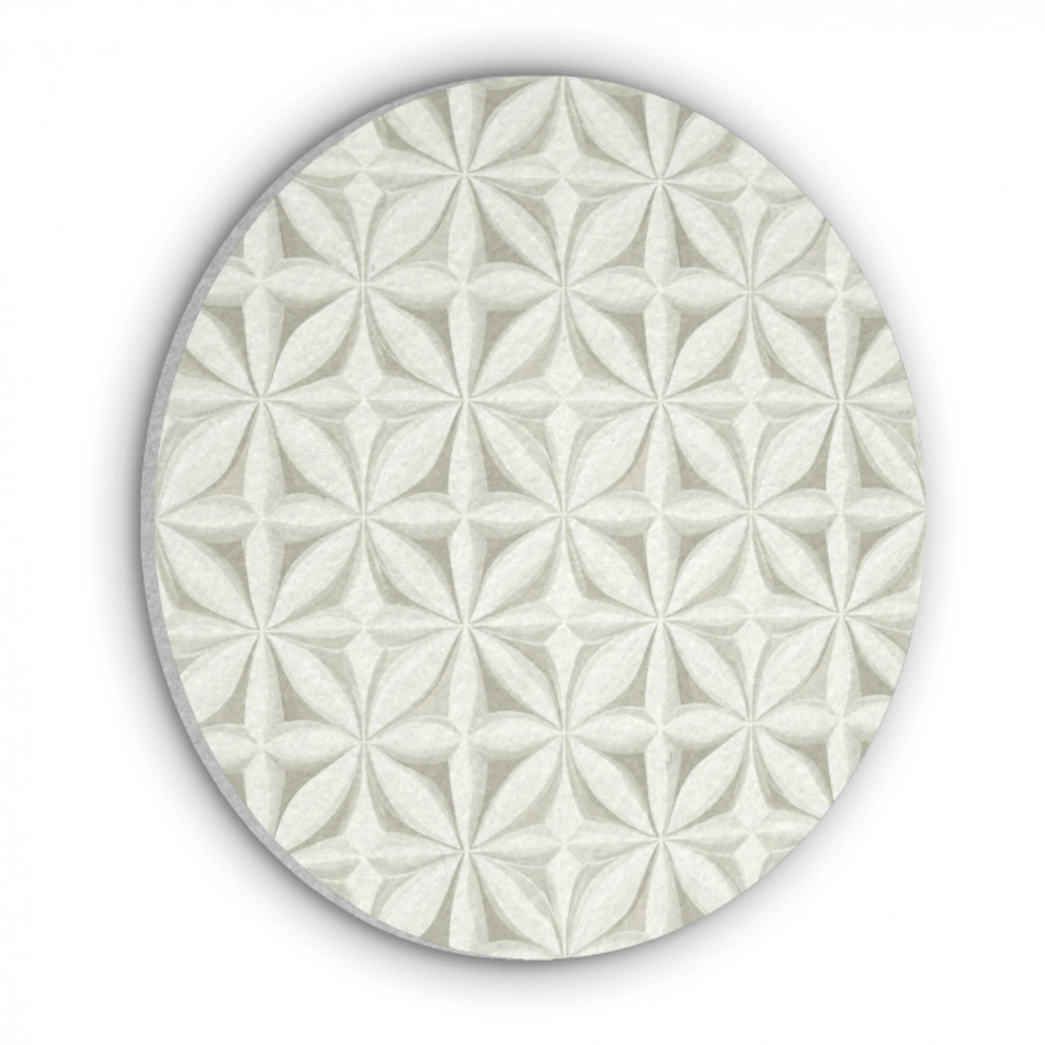 Abstract - Structuur - Grijs - Wit Akoestische PET Vilt - Rond klein 838 -3d