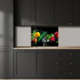 Groente - Splash - Zwart keuken achterwand 2 middel -sfeer1