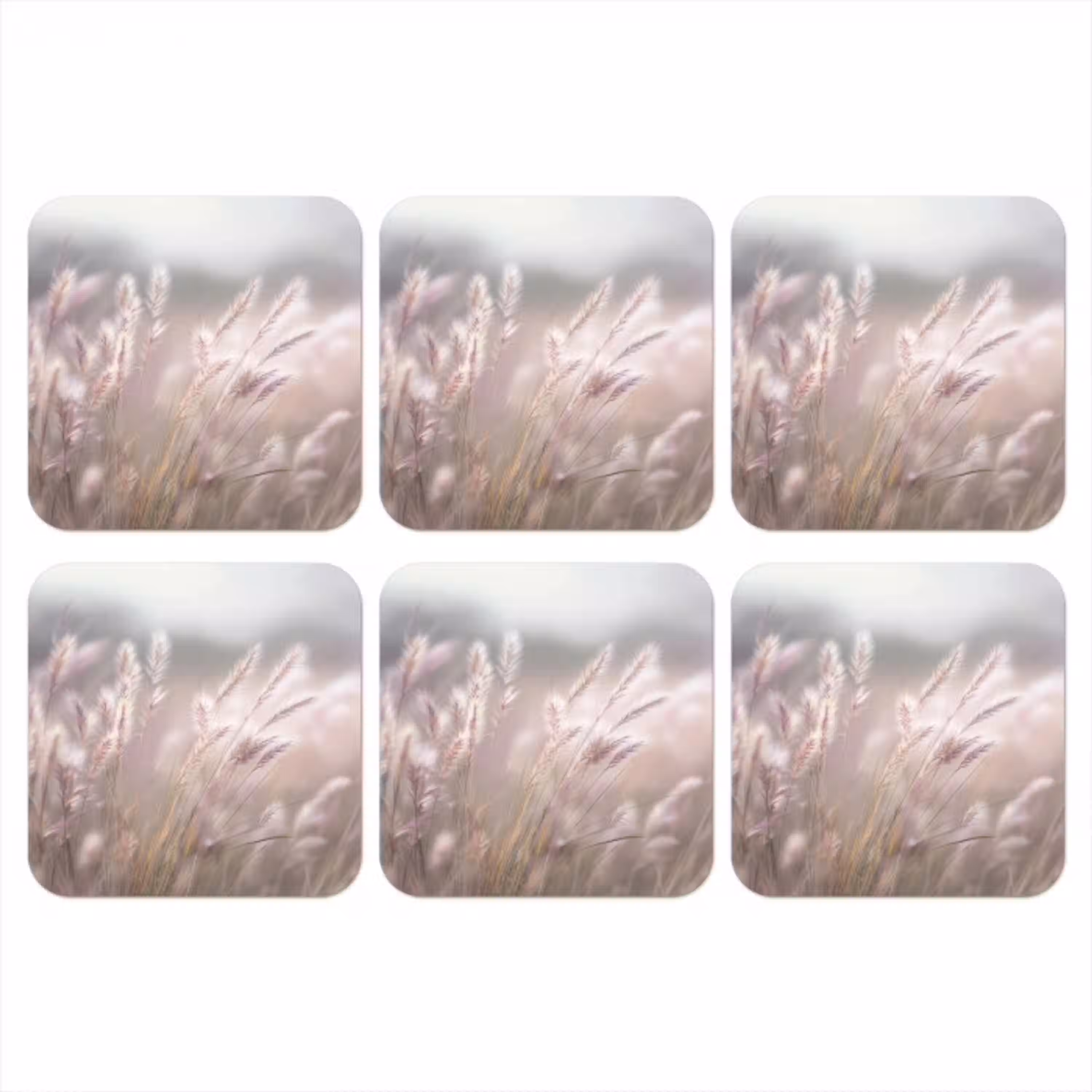 Graspluimen - Wind - Beige - Mistig onderzetter kurk middel -3d