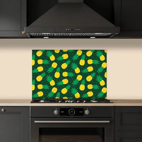 Donkergroen - Ananas - Bladeren keuken achterwand spatscherm klein 900 -sfeer1