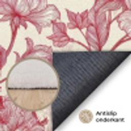 Pioenrozen - Modern -  Rood Vloerkleed Rechthoek klein 1091 -uniquesellingpoint_antislip_NL