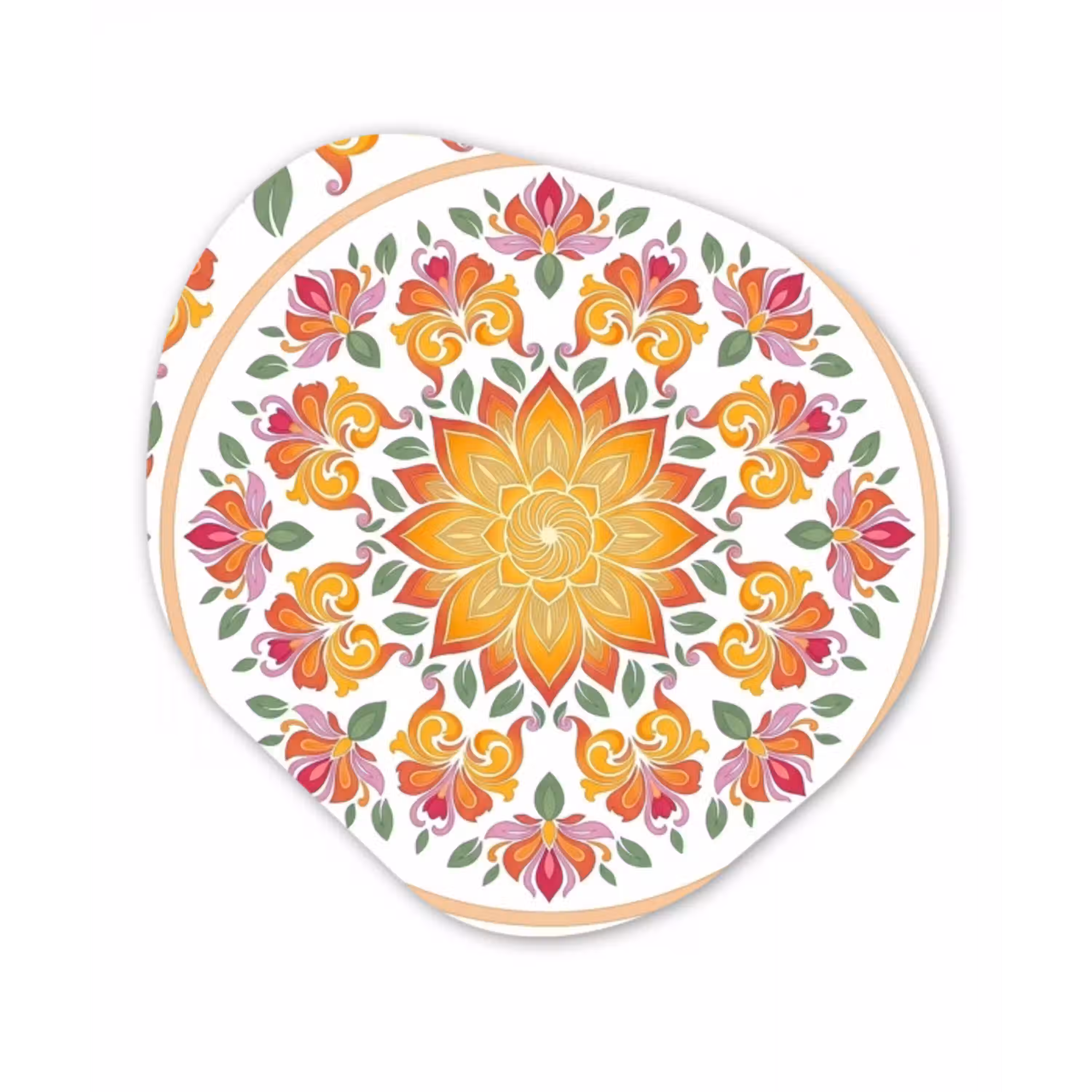 Mandala - Bloemen - Decoratie - Kleurrijk - Abstract Wandcirkel Organisch Forex 3mm klein -3d