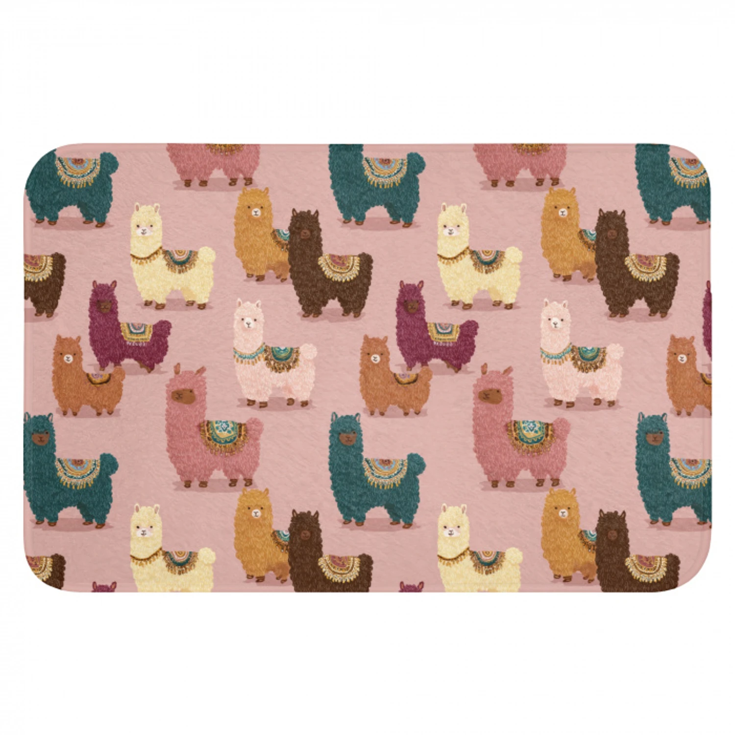 Alpaca's - Patroon - Kleurrijk Badmat klein 997 -3d