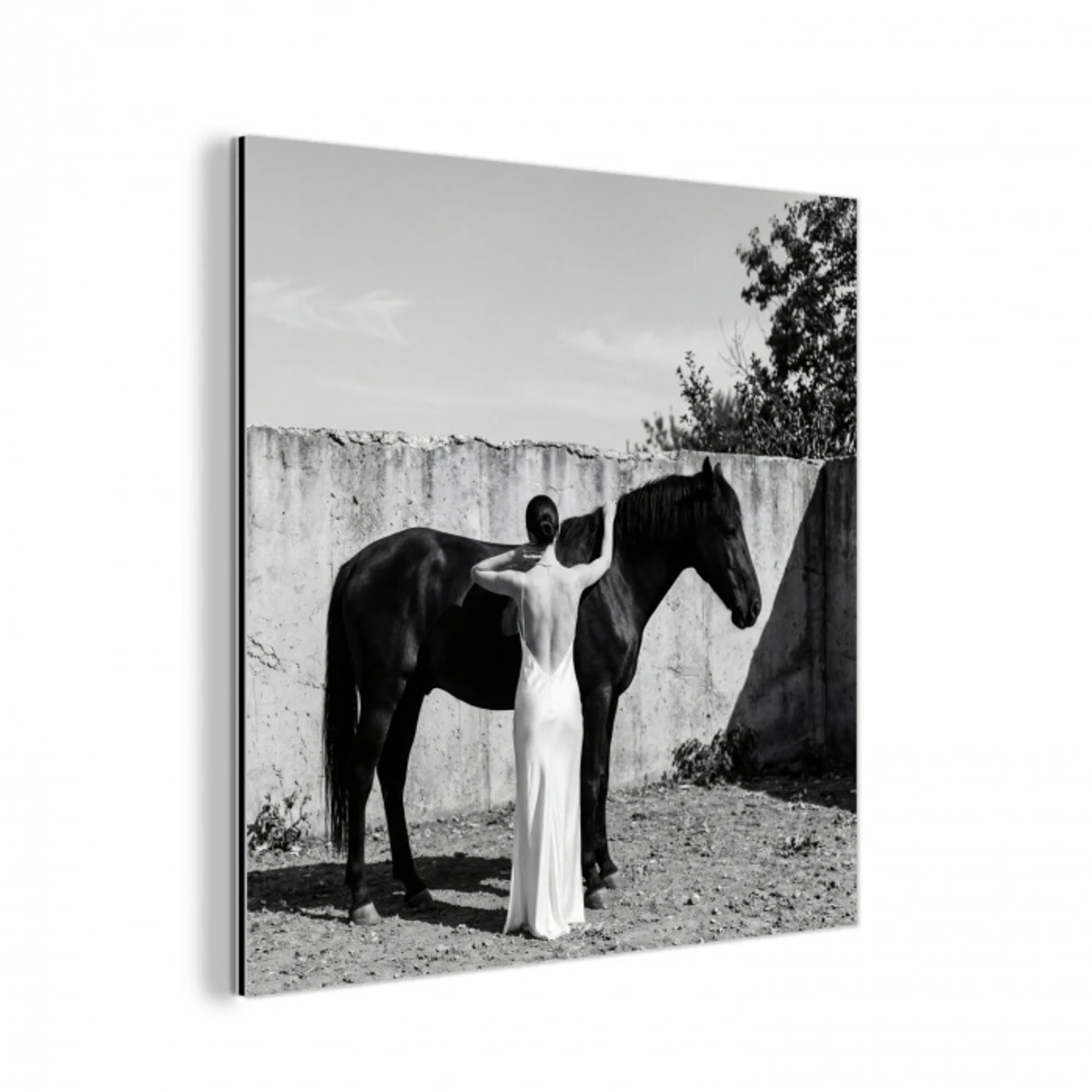 Vrouw - Paard - Artistiek aluminium wit klein -3d