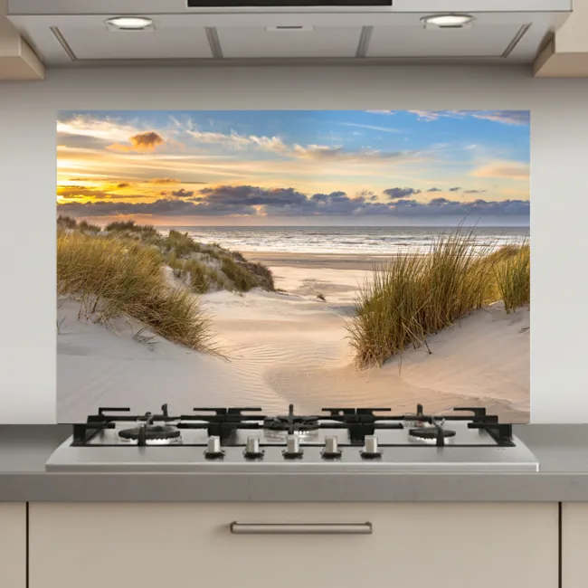 Strand - Duin - Gras - Zonsondergang - Zee keuken achterwand spatscherm klein -3d_website