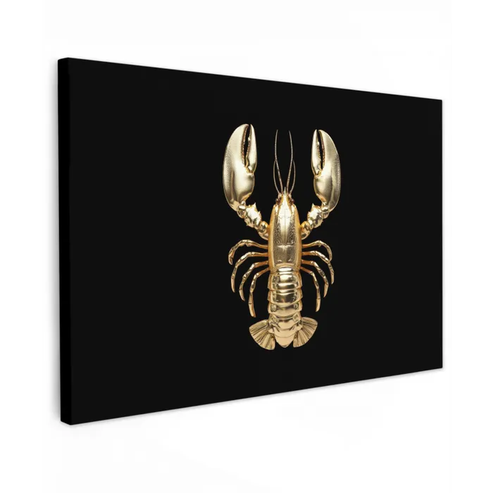 Kreeft - Goud - Textuur - Zwart canvas 2cm klein -z3d
