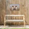 Longhorn - Grasveld - Dier Tuinposter op houten frame 2 cm dik klein -sfeer4