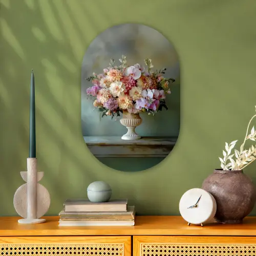 Orchidee - Boeket - Vaas - Bloemen Wandcirkel Ovaal Forex klein -sfeer2