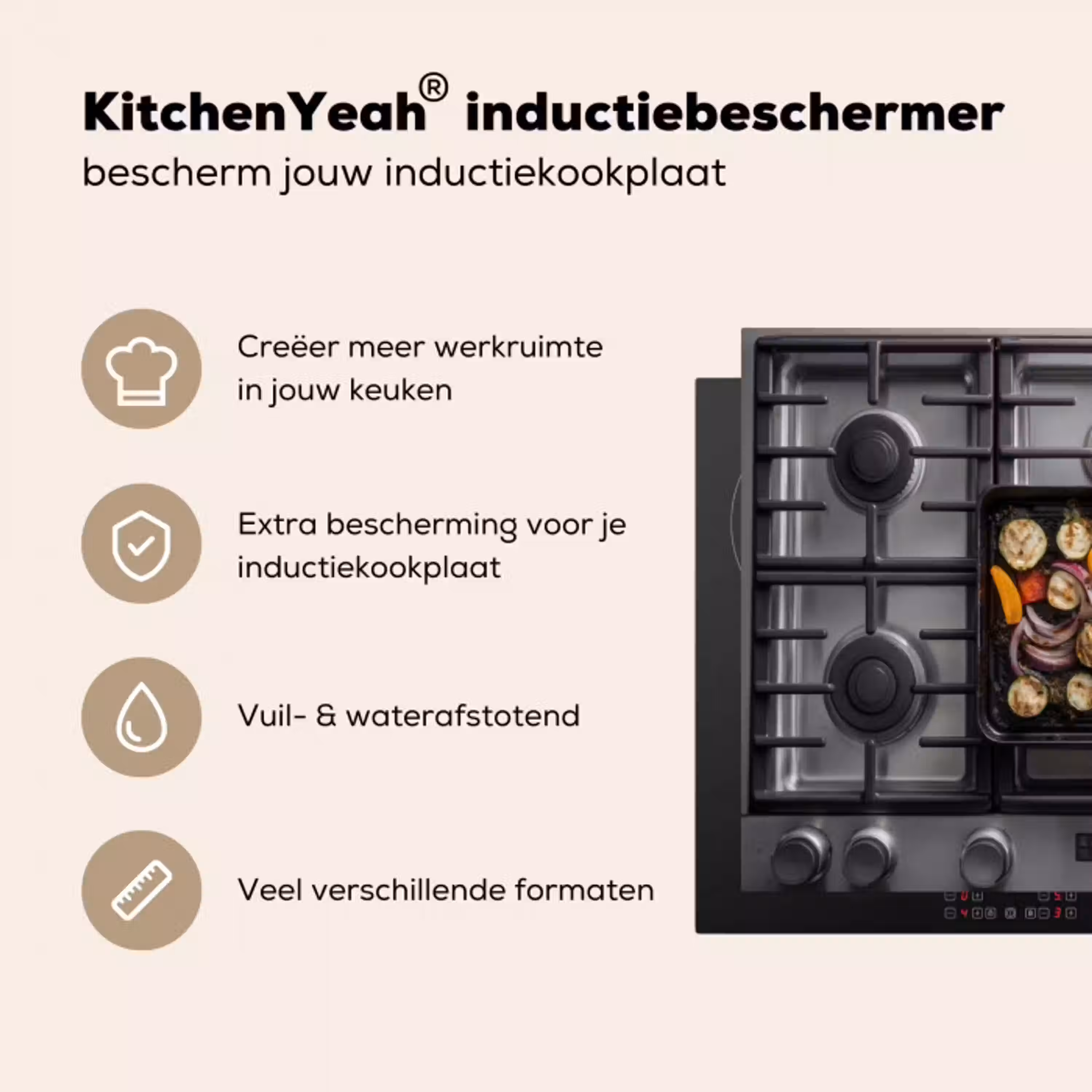 Gasfornuis - Grill - Groenten Inductie beschermer vinyl 3mm klein -sfeer2