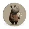 Neushoorn - Witte bloemen - Lief Wandcirkel aluminium klein -3d